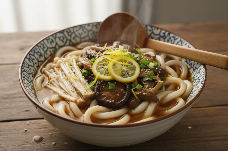 Mashroom Udon with Yuzu Citrus