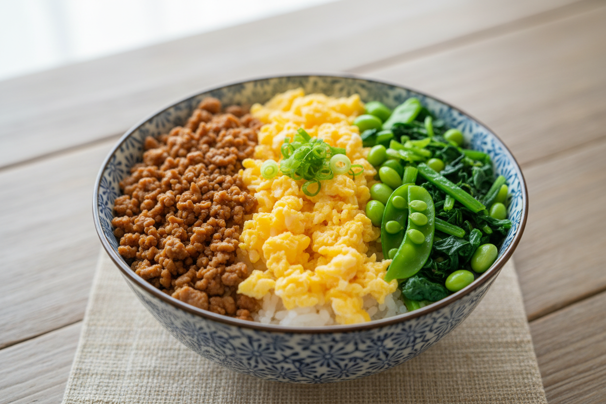 Three-color Donburi rice bowl